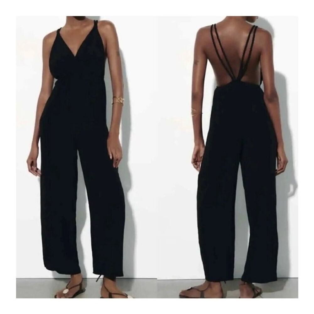 Zara Black Braided Jumpsuit size Small